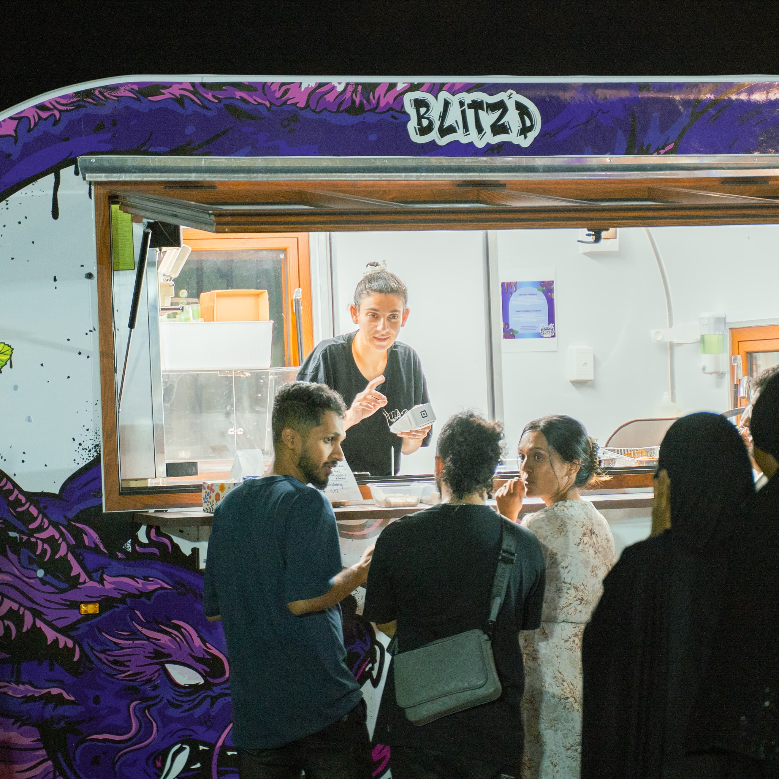 Delicious halal street food being prepared